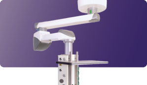 Bras de distribution plafonniers et colonnes fixes pour plateaux techniques hospitaliers